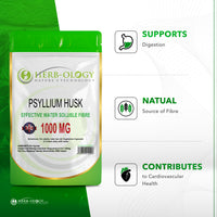 Load image into Gallery viewer, Herb-ology Psyllium Husk Capsules Soluble Fibre Tablets 1000mg Extract Fiber Supplement
