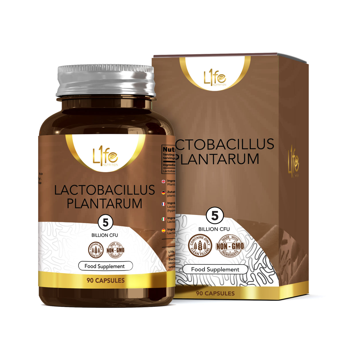 L1fe Nutrition Lactobacillus Plantarum 5 Billion CFU Probiotic Vegan Capsules
