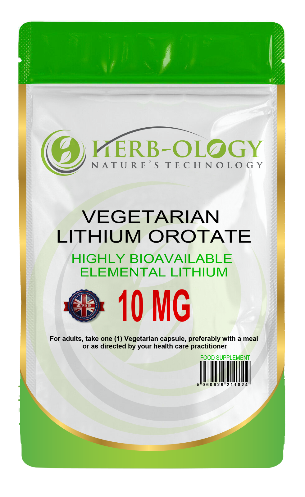 Herb-ology Lithium Orotate 5mg / 10mg Vegan Capsules For Mood Support