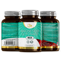 Load image into Gallery viewer, L1fe Nutrition Magnesium Glycinate Vegan Capsules 1250mg Per Serving
