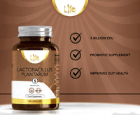 Load image into Gallery viewer, L1fe Nutrition Lactobacillus Plantarum 5 Billion CFU Probiotic Vegan Capsules
