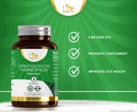 Load image into Gallery viewer, L1fe Nutrition Streptococcus Thermophilus 5 Billion CFU Probiotic Vegan Capsules
