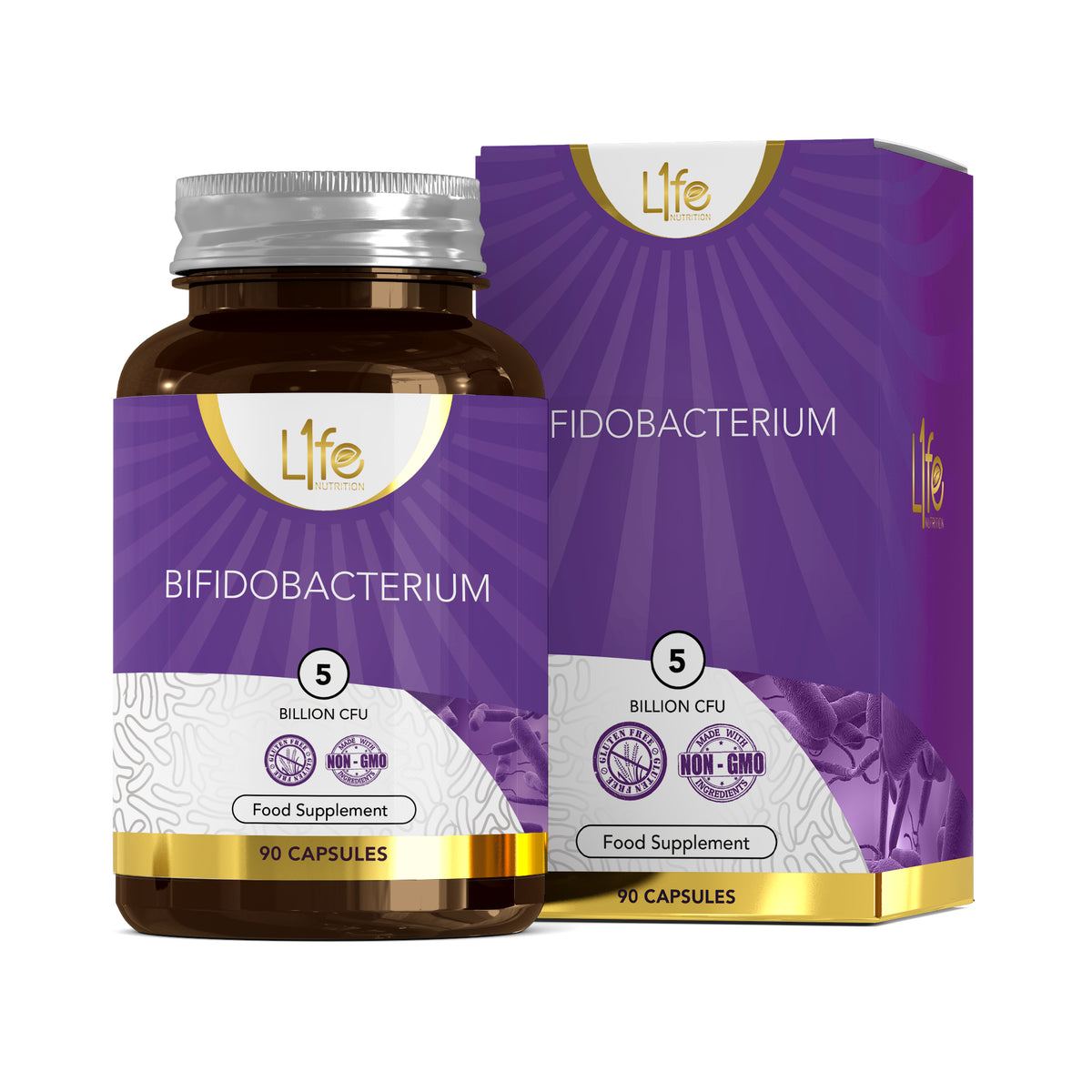 L1fe Nutrition Bifidobacterium 5 Billion CFU Probiotic Vegan Capsules