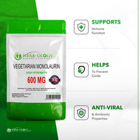 Load image into Gallery viewer, Herb-ology Monolaurin 600mg High Strength Vegan Capsules For Immune Support
