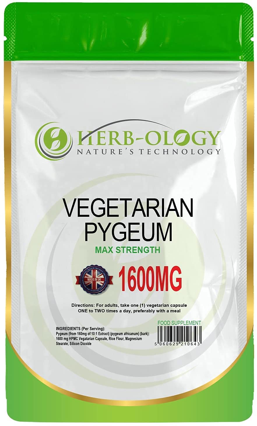 Pygeum Africanum 10:1 Extract 1600mg High Strength Vegan Capsules For Prostate Health