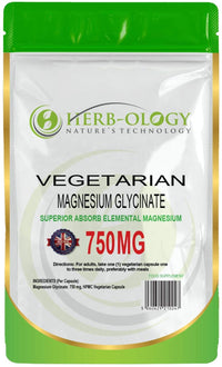 Load image into Gallery viewer, Herb-ology Magnesium Glycinate 750mg Vegan Capsules For Magnesium Deficiency
