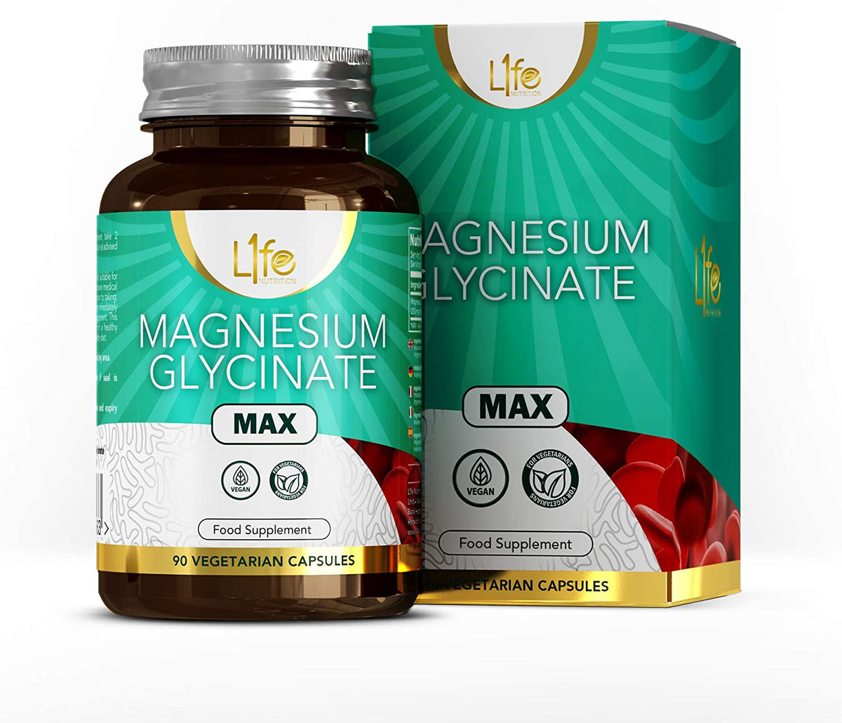 L1fe Nutrition Magnesium Glycinate Vegan Capsules 1250mg Per Serving