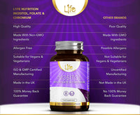 Load image into Gallery viewer, L1fe Nutrition Inositol, Folate &amp; Chromium 500mg Vegan Capsules
