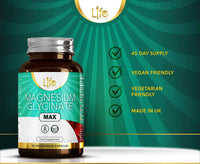 Load image into Gallery viewer, L1fe Nutrition Magnesium Glycinate Vegan Capsules 1250mg Per Serving
