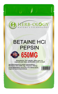 Load image into Gallery viewer, Herb-ology Betaine HCL Pepsin 650mg Vegan Capsules
