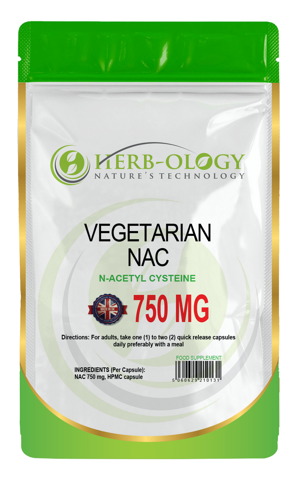 Herb-ology NAC (N-Acetyl-Cysteine) 750mg Vegan Capsules