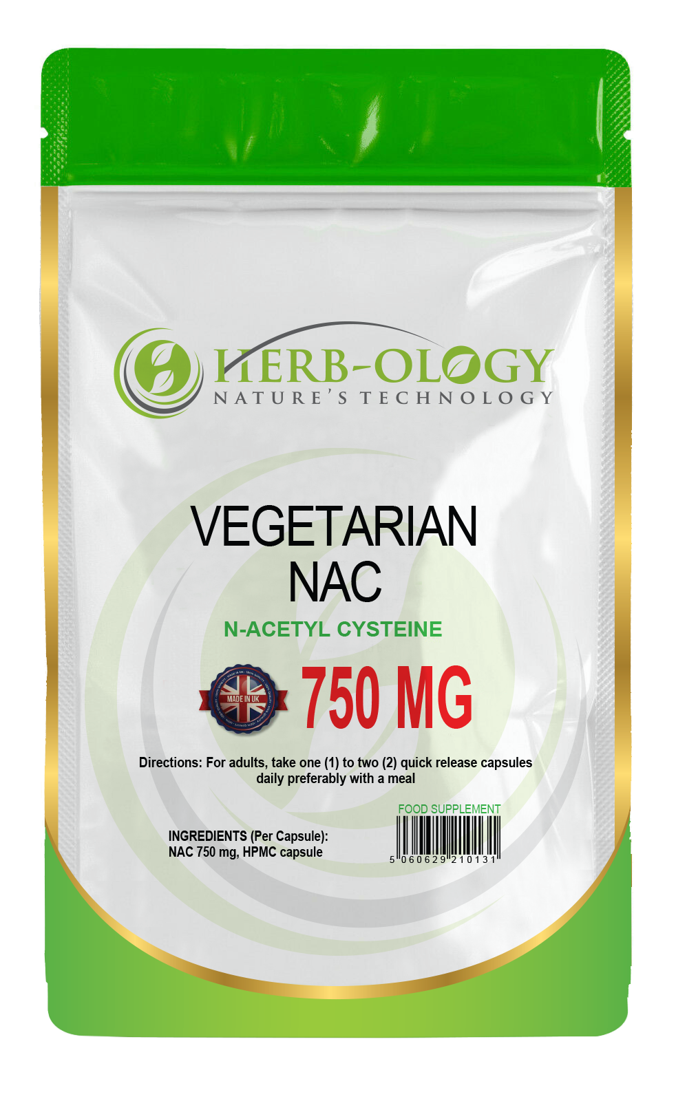 NAC (N-Acetyl-Cysteine) 750mg Vegan Capsules