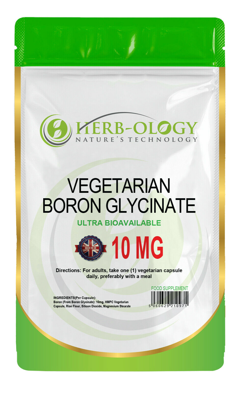 Herb-ology Boron Glycinate 10mg Highly Bioavailable Vegetarian Capsules