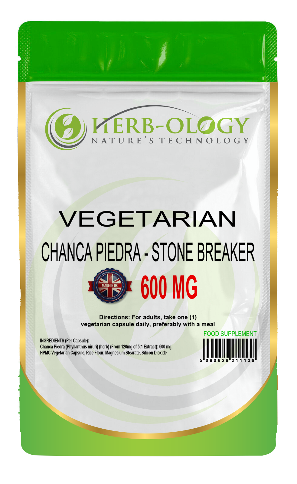 Herb-ology Chanca Piedra (Phyllanthus Niruri) 600mg Vegetarian Capsules