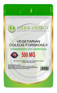 Load image into Gallery viewer, Herb-ology Coleus Forskohlii Extract 500mg Forskolin 10% Vegetarian Capsules
