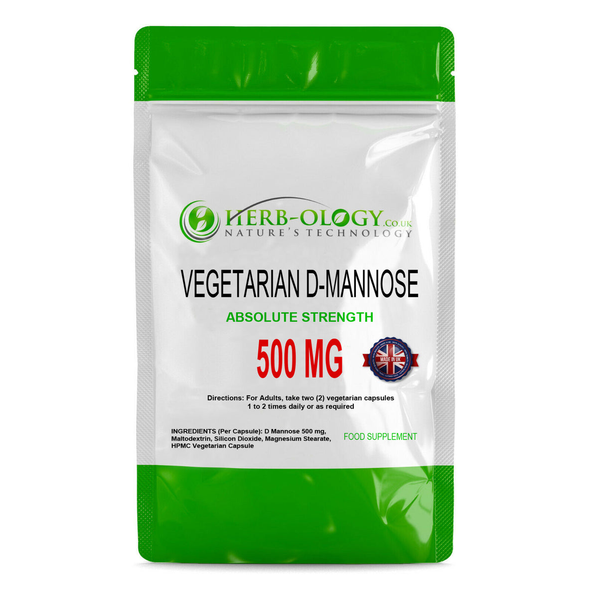 Herb-ology D-Mannose Capsules 500mg Vegan Capsules For Urinary Tract Health