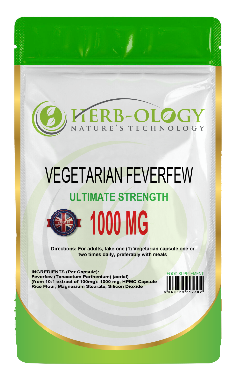 Herb-ology Feverfew 1000mg Vegan Capsules For Migraine Support