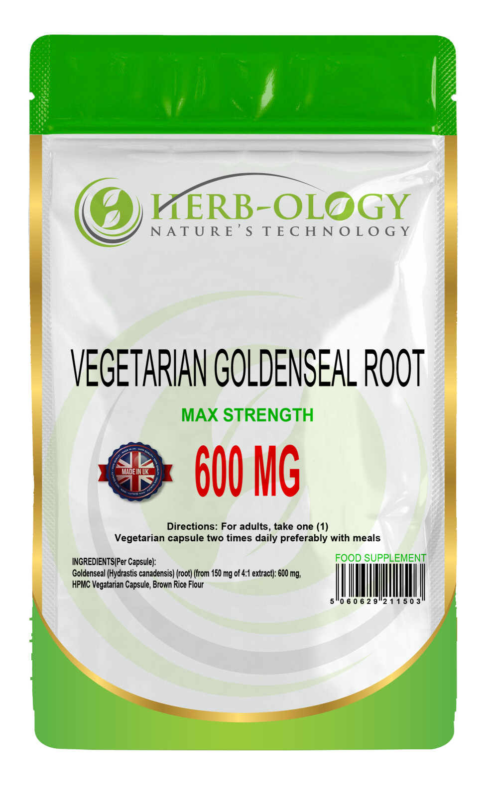 Herb-ology Goldenseal Root 600mg Vegan Capsules