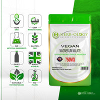 Load image into Gallery viewer, Herb-ology Magnesium Malate 750mg Vegan Capsules For Magnesium Deficiency
