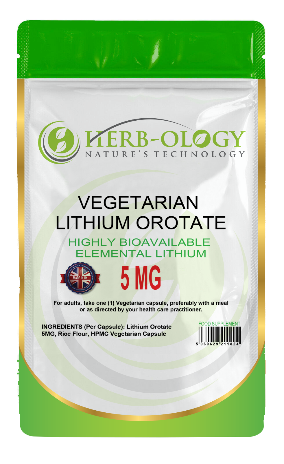 Lithium Orotate 5mg / 10mg Vegan Capsules For Mood Support
