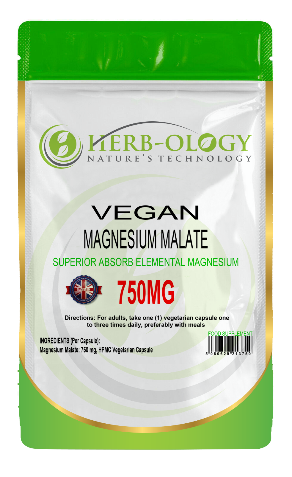Magnesium Malate 750mg Vegan Capsules For Magnesium Deficiency