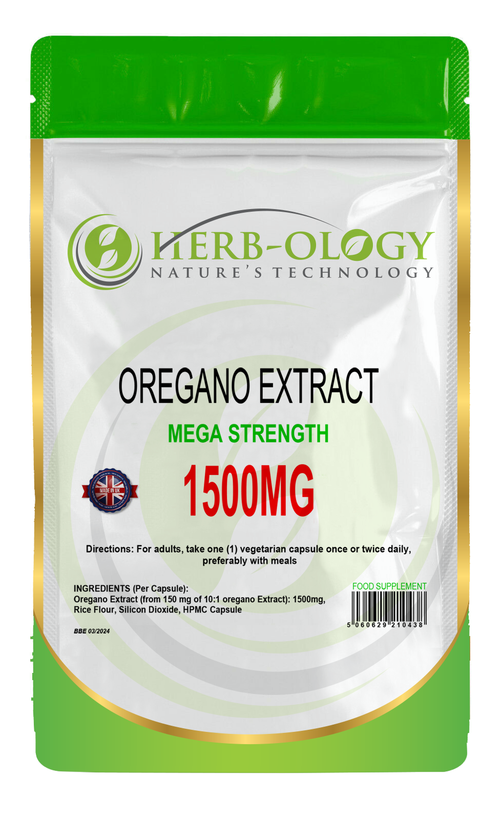 Herb-ology Oregano Extract 1500mg Vegan Capsules For Immune Health