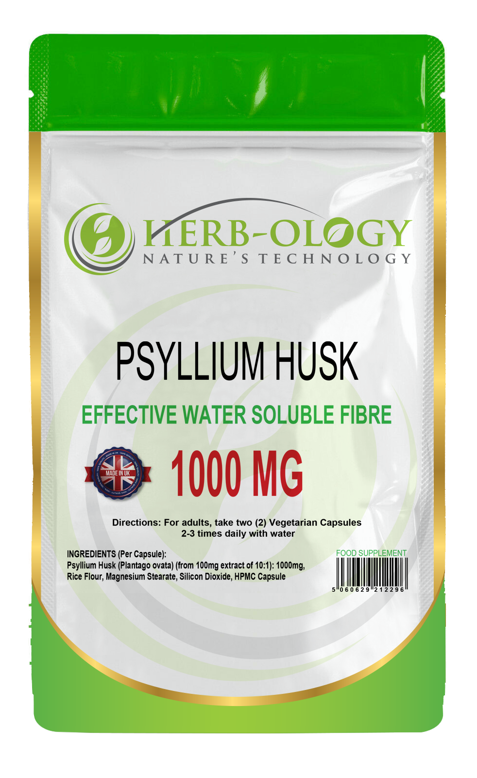 Psyllium Husk Capsules Soluble Fibre Tablets 1000mg Extract Fiber Supplement