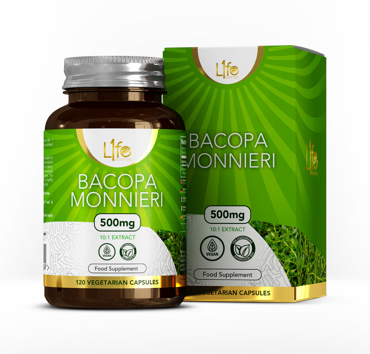 L1fe Nutrition Bacopa Monnieri 500mg Vegan Capsules
