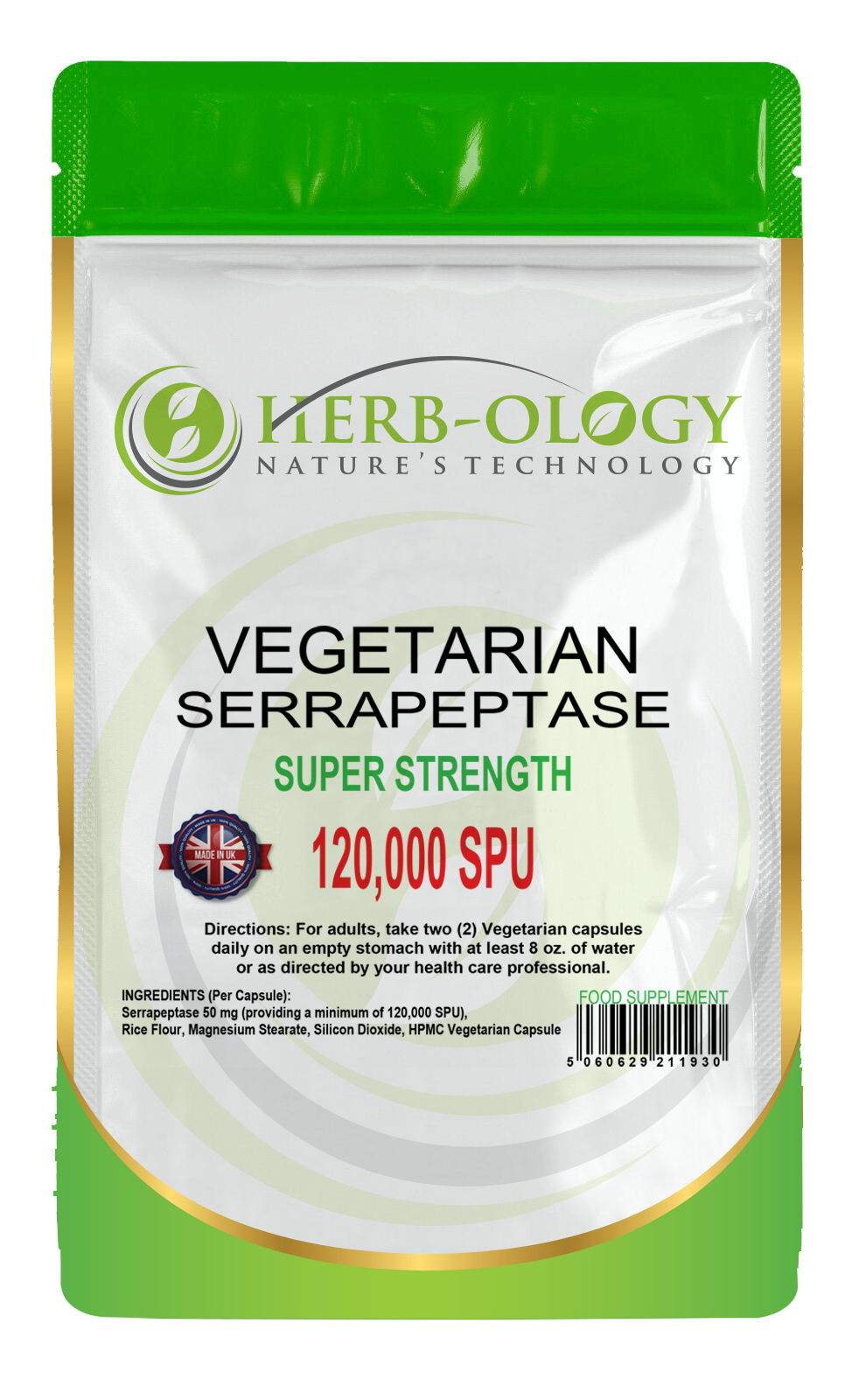 Serrapeptase 120,000 SPU High Potency Vegan Capsules For Digestive Health