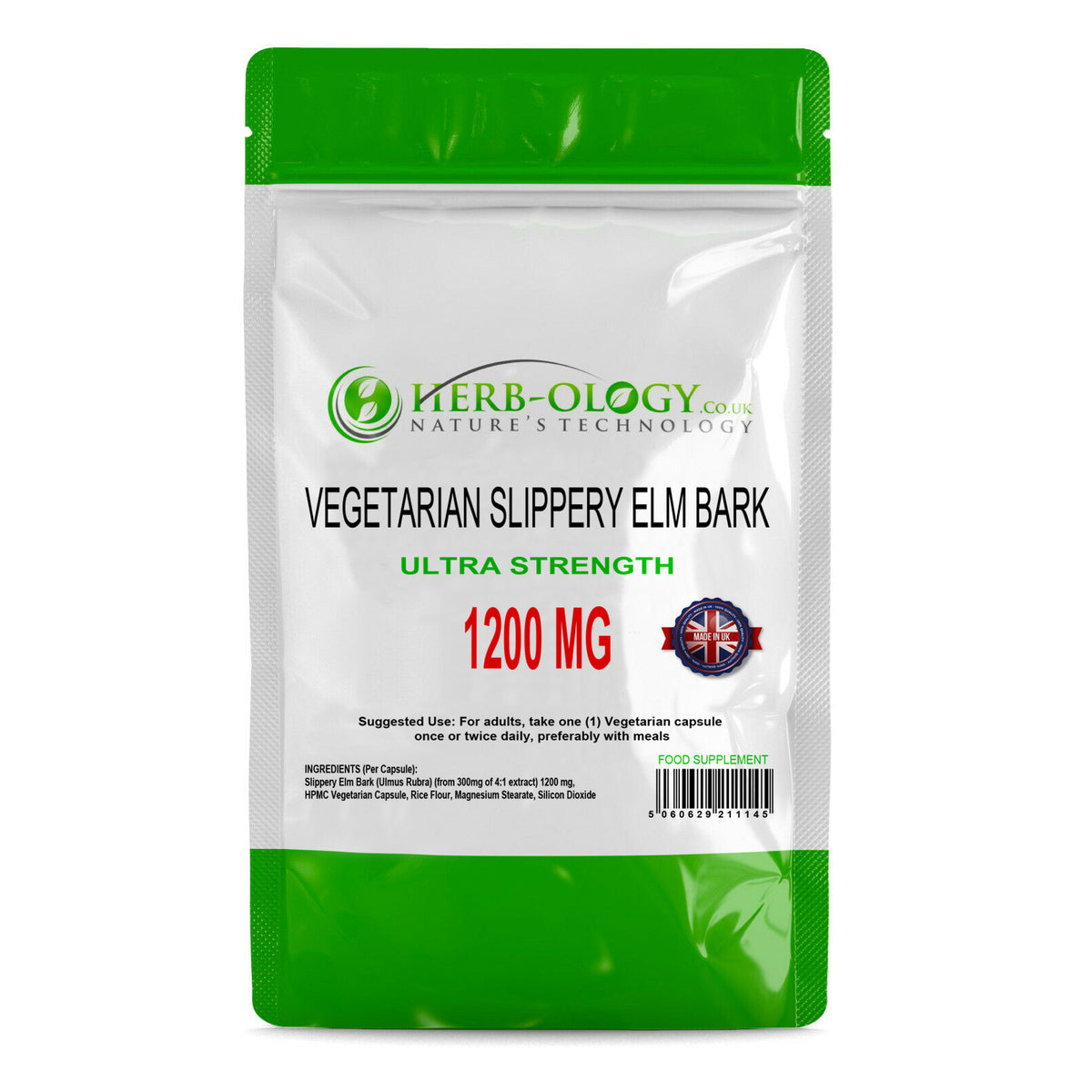 Slippery Elm Bark 1200mg Vegan Capsules For Respiratory Health