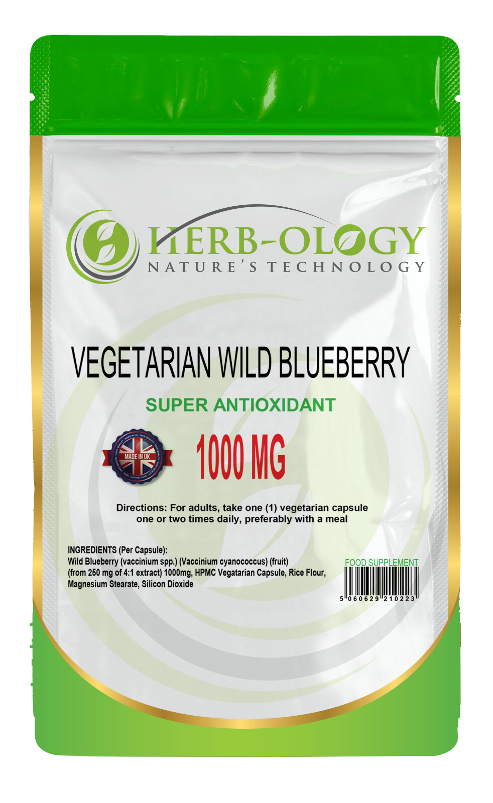 Wild Blueberry Eye Vitamins Capsules Supplement 1000mg Antioxidant Support