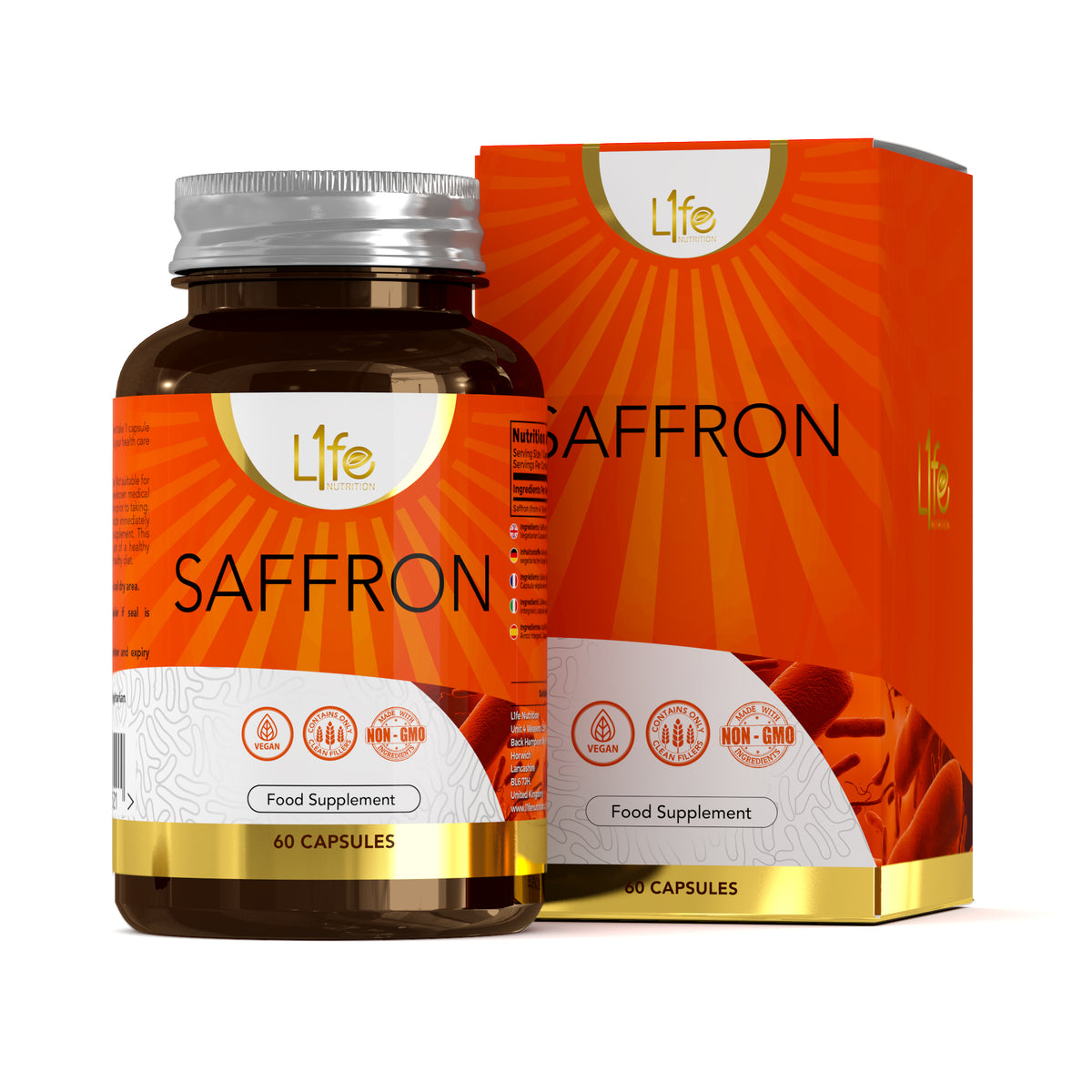 L1fe Nutrition Saffron 90mg Vegan Capsules