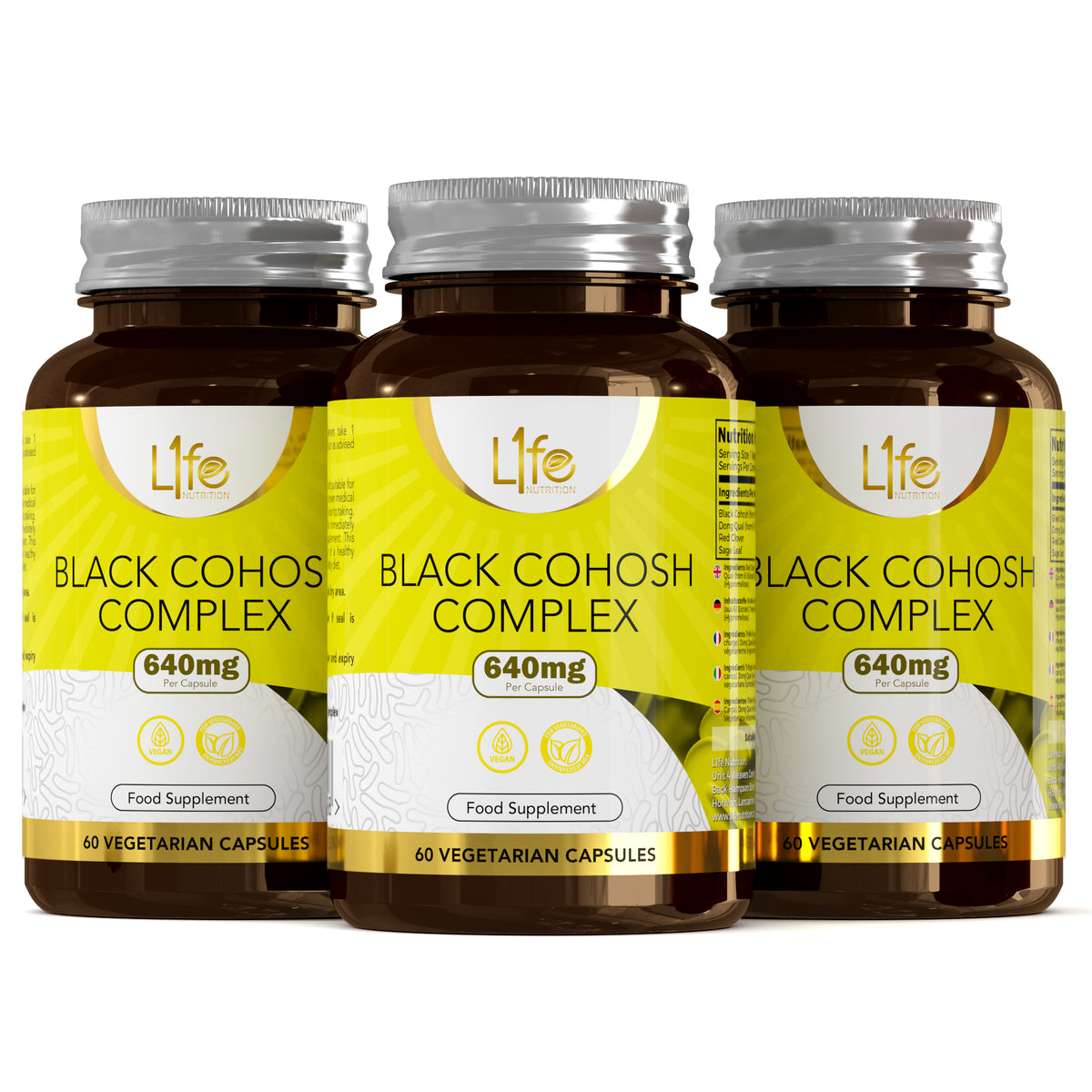 L1fe Nutrition Black Cohosh 640mg Vegan Capsules Cohash