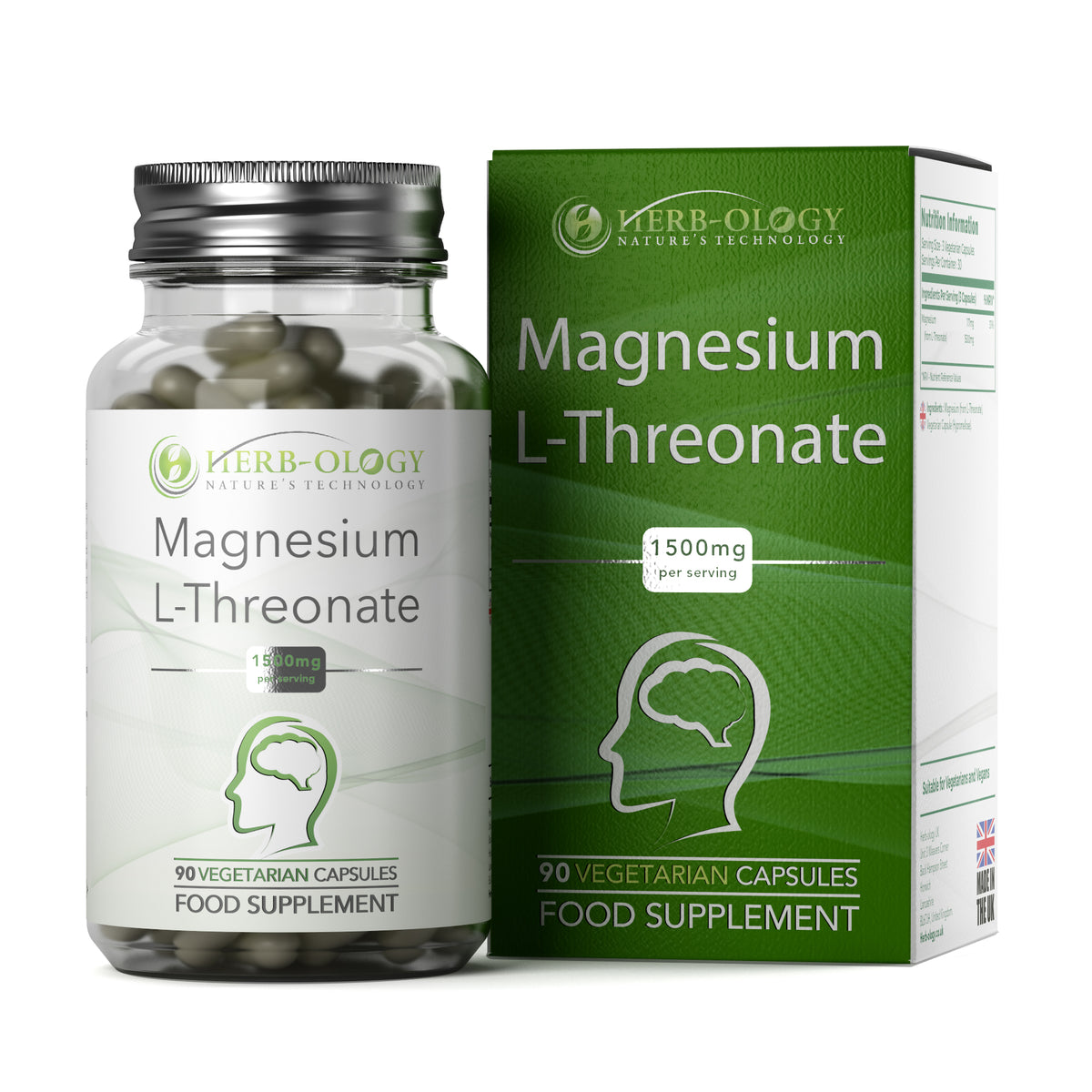 Magnesium L-Threonate 1500mg Vegan Capsules For Cognitive Function