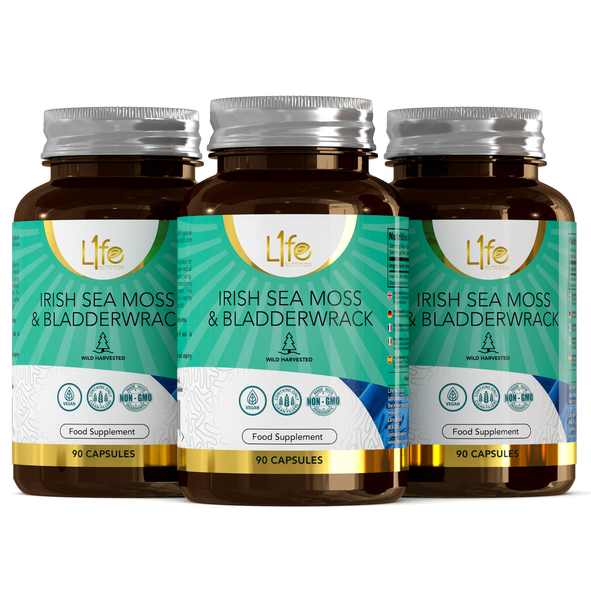 L1fe Nutrition Irish Sea Moss & Bladderwrack Vegan Capsules